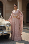 Pink Georgette Readymade Short Top Sharara Set With Georgette Dupatta