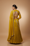 Mustard Chinon Lehenga Set And Net Dupatta With Readymade Blouse