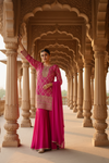 Timeless Elegance Rani Crepe Readymade Suit And Plazzo With Chinon Dupatta