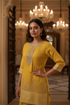 Mustard Organza Readymade Sharara Set With Organza Dupatta