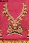 Ruby Wine Georgette Embroidered Saree With Unstitched Blouse