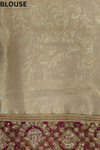 Off White Net Embroidered Saree With Unstitched Blouse