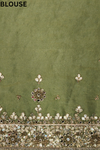 Mehndi Organza Embroidered Saree With Unstitched Blouse