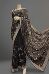Black Georgette Embroidered Saree With Unstitched Blouse