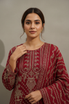 Dark Gajari Crepe Readymade Suit And Sharara With Crepe Dupatta