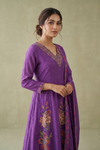 Purple Crepe Readymade Suit And Plazzo with Cotton Dupatta