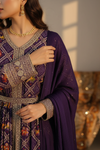 Draped in Royalty Purple Tissue Readymade Suit Set And Pant With Chinon Dupatta