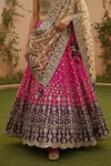 Rani Wine Georgette Lehenga Set And Net Dupatta With Readymade Blouse