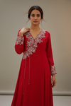 Maroon Georgette Floor Length Readymade Suit With Georgette Dupatta
