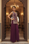 Garnet Georgette Readymade Sharara Set With Gworgette dupatta