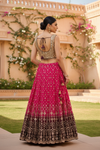 Rani Wine Georgette Lehenga Set And Net Dupatta With Readymade Blouse