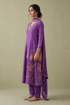 Purple Crepe Readymade Suit And Plazzo with Cotton Dupatta