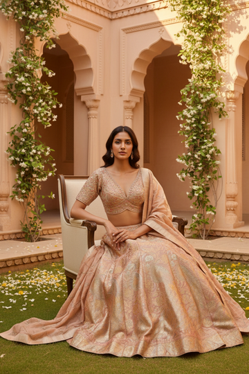 Gajari Net Lehenga Set And Net Dupatta With Readymade Blouse