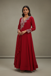 Maroon Georgette Floor Length Readymade Suit With Georgette Dupatta