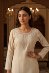 Tussar Dola Readymade Suit And Palazzo Pant With Organza Dupatta