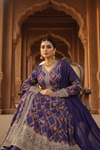 Draped in Royalty Purple Tissue Readymade Suit Set And Pant With Chinon Dupatta