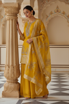 Mustard Organza Readymade Sharara Set With Organza Dupatta