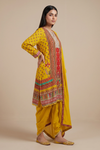 Mustard Crepe Readymade Suit And Plazzo with Cotton Dupatta