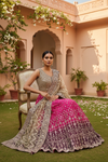Rani Wine Georgette Lehenga Set And Net Dupatta With Readymade Blouse