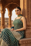 Regal Charm Bottle Green Georgette Readymade Sharara Set With Net Dupatta