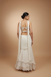 White Chinon Lehenga Set And Net Dupatta With Readymade Blouse