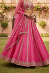 Rani Cotton Silk Lehenga Set And Net Dupatta With Readymade Blouse
