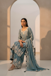 Breathe In Elegance With Mint Green Organza Readymade Sharara Set With Chinon Dupatta