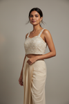 Tussar Net Readymade Suit With Dhoti Skirt & Shrug