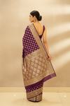 Deep Hues Wine Banarasi Silk Saree With Unstitched Blouse