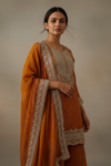 Mustard Crepe Readymade Sharara Set With Crepe Dupatta