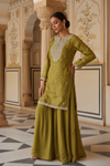 Pista Organza Readymade Sharara Set With Organza Dupatta