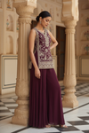Garnet Georgette Readymade Sharara Set With Gworgette dupatta