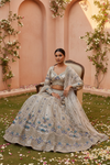 Tussar Net Lehenga Set And Net Dupatta With Readymade Blouse