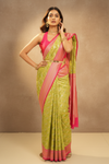 Wrapped In Elegance Pista Banarasi Silk Saree With Unstitched Blouse