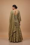 Pista Organza Lehenga Set And Net Dupatta With Readymade Blouse
