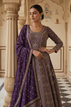 Purple Georgette Floor Length Readymade Suit & Leggings With Chinon Dupatta