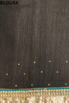 Black Tussar Embroidered Saree With Unstitched Blouse