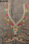 Black Chiffon Embroidered Saree With Unstitched Blouse