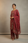 Dark Gajari Crepe Readymade Suit And Sharara With Crepe Dupatta