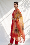 Rust Cotton Readymade Suit And Plazzo with Cotton Dupatta