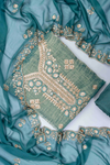Mint Green Organza Unstitched Salwar Suit With Organza Dupatta