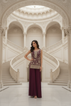 Garnet Georgette Readymade Sharara Set With Gworgette dupatta