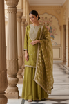 Pista Organza Readymade Sharara Set With Organza Dupatta
