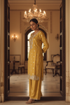 Mustard Shimmer Readymade Suit & Palazzo Pant With Chinon Dupatta