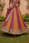 Rani Orange Georgette Lehenga Set And Net Dupatta With Readymade Blouse