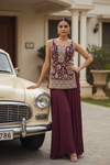 Garnet Georgette Readymade Sharara Set With Gworgette dupatta