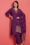 Garnet Crepe Readymade Suit And Plazzo with Cotton Dupatta
