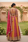 Rani Orange Georgette Lehenga Set And Net Dupatta With Readymade Blouse