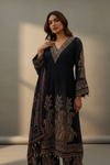 Black Crepe Readymade Sharara Set With Crepe Dupatta