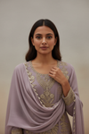 Mauve Georgette Readymade Suit & Palazzo Pant With Georgette Dupatta